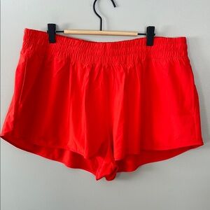 Aerie Offline Athletic Shorts Size XL Lined 2.5” High Rise Red Orange‎